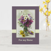 Voor zuster op Moederdag Wenskaarten Kaart (Gele Bloem)