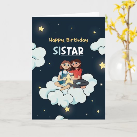 Voor zuster Sistar Birthday Kaart (Gele Bloem)