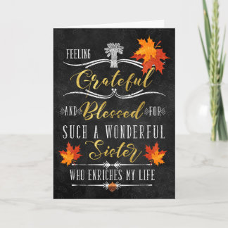 voor Zuster Thanksgiving Blessings Autumn Chalk Feestdagen Kaart