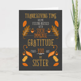 voor Zuster Thanksgiving Enorme Dankbaarheid voor  Feestdagen Kaart