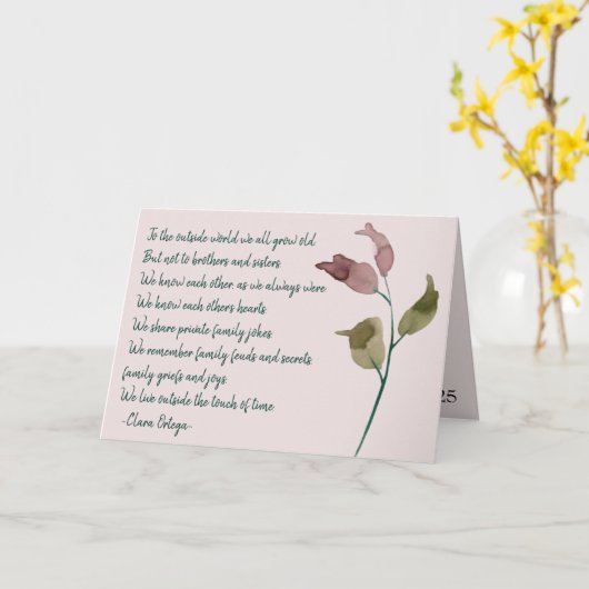 Voor Zuster Zentimental Poem  Roze Birthday Kaart (Gele Bloem)