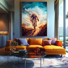 Vooraanzicht fietser - Dynamic Sports Art Cycling Canvas Afdruk