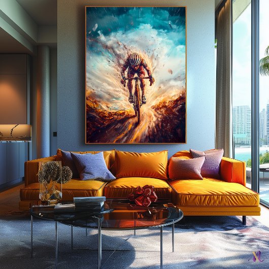Vooraanzicht fietser - Dynamic Sports Art Cycling Canvas Afdruk