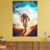 Vooraanzicht fietser - Dynamic Sports Art Cycling Canvas Afdruk (Insitu (Woonkamer))