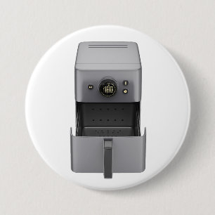 Vooraanzicht van een open, lege airfryer ronde button 7,6 cm