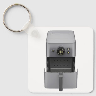 Vooraanzicht van een open, lege airfryer sleutelhanger