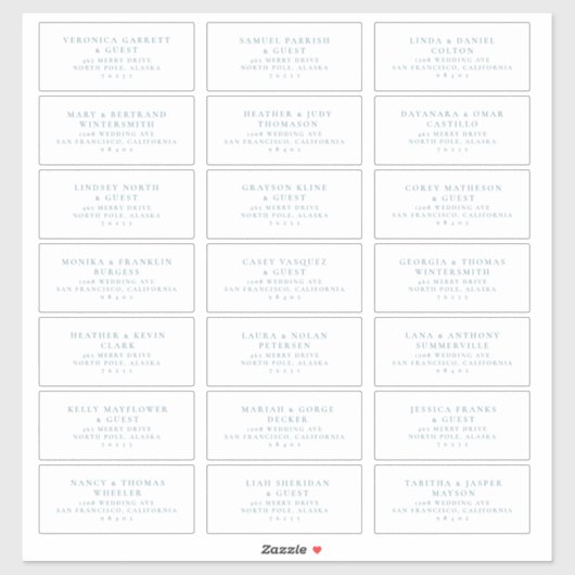 Vooraf geadresseerde Bruiloft Gast Mailing Label S (Vel)