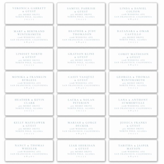 Vooraf geadresseerde Bruiloft Gast Mailing Label S (Voorkant)