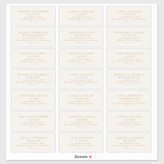 Vooraf geadresseerde Bruiloft Gast Mailing Label S (Vel)