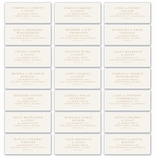 Vooraf geadresseerde Bruiloft Gast Mailing Label S (Voorkant)