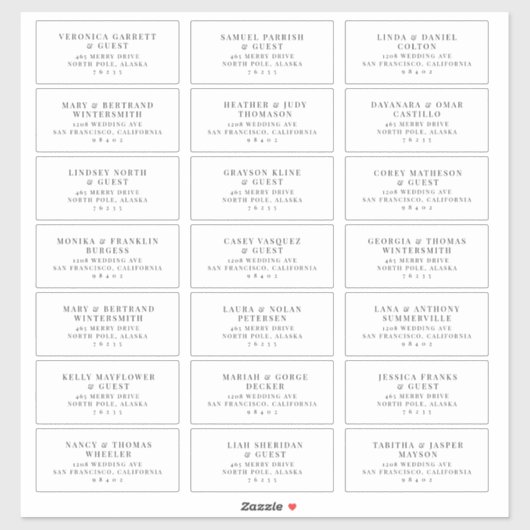 Vooraf geadresseerde Bruiloft Gast Mailing Label S (Vel)
