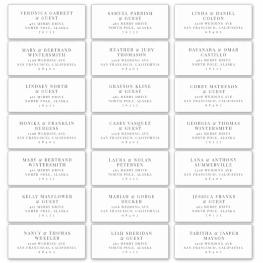 Vooraf geadresseerde Bruiloft Gast Mailing Label S (Voorkant)