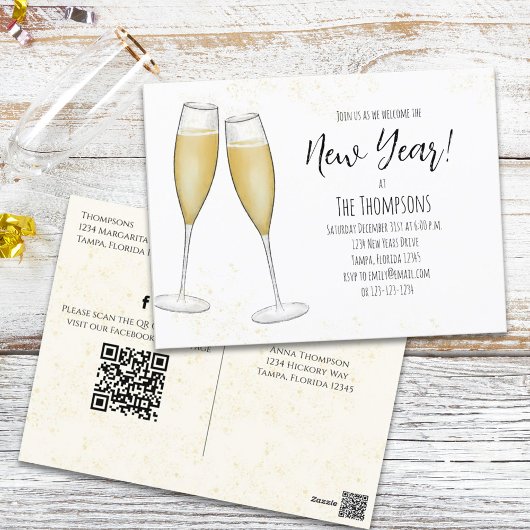 Vooraf geadresseerde Champagne QR-code voor nieuwe Briefkaart