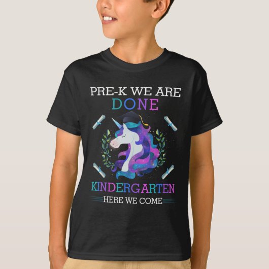 Vooraf gereed Afstuderen Magical Unicorn Kindergar T-shirt (Voorkant)
