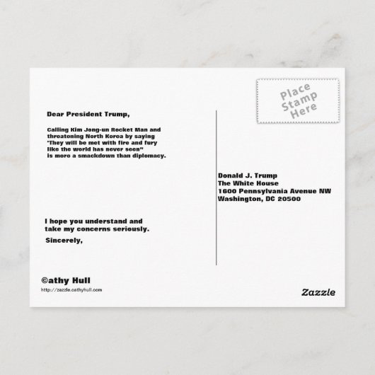 Vooraf gericht aan het Trump Nuclear Weapons Brief Briefkaart (Achterkant)