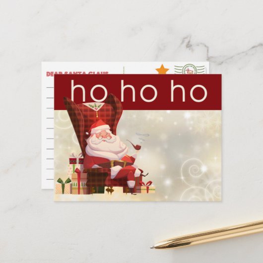 Vooraf gericht Briefkaart aan Santa-Ho Ho HO (Voorkant / Achterkant in situ)
