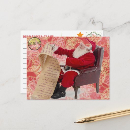 Vooraf gericht Santa Briefkaart (Voorkant / Achterkant in situ)