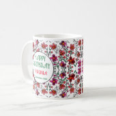 VOORAFGAANDE UNIEKE RODE DOODLE STROMEN KOFFIEMOK (Voorkant links)