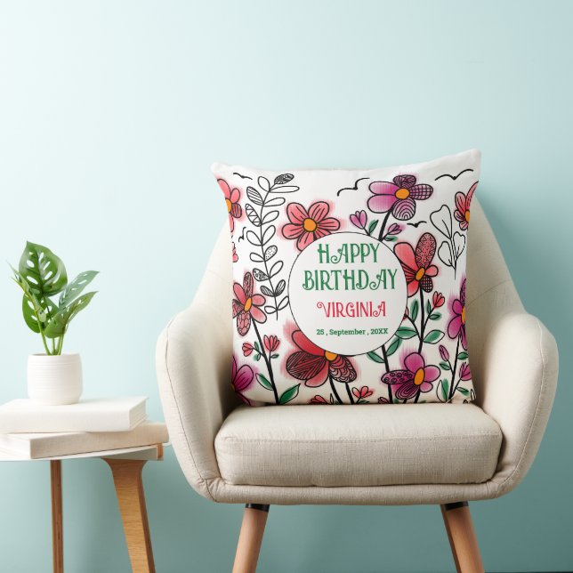 VOORAFGAANDE UNIEKE RODE DOODLE STROMEN KUSSEN (Stoel)