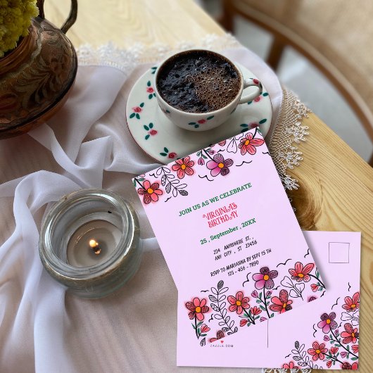 VOORAFGAANDE UNIEKE RODE DOODLE STROMEN UITNODIGING BRIEFKAART