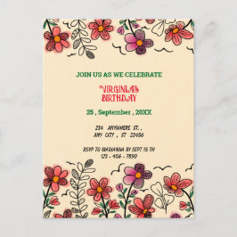 VOORAFGAANDE UNIEKE RODE DOODLE STROMEN UITNODIGING BRIEFKAART