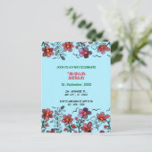 VOORAFGAANDE UNIEKE RODE DOODLE STROMEN UITNODIGING BRIEFKAART (Staand voorkant)