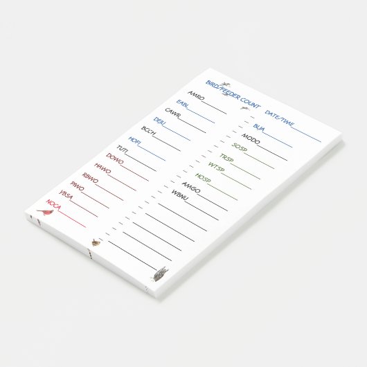 Voorbedrukte feedervogels Post-it Notes (Schuin)