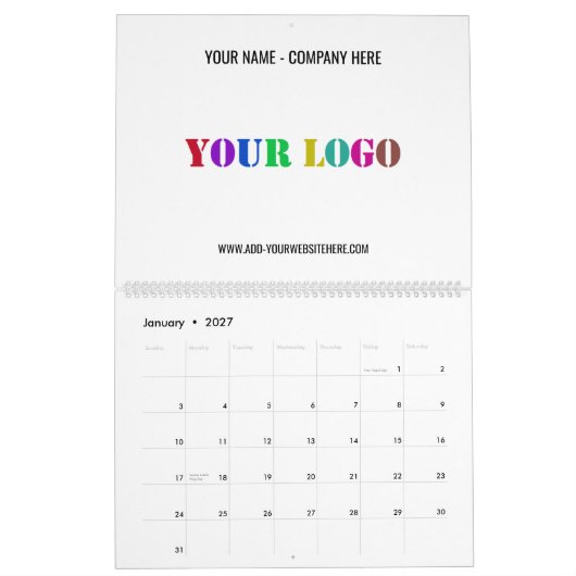 Voorbeeld aangepaste Business Logo-promotiekalende Kalender (Jan 2027)