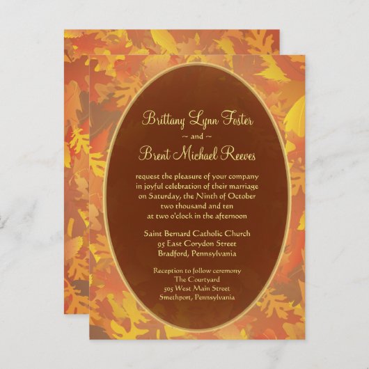 Voorbeeld bruiloft uitnodiging - Herfst Mist Ronde (Voorkant / Achterkant)