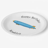 Voorbeeld cartoon van het luchtschip papieren bordje (Gekanteld)