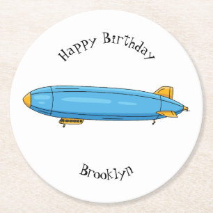 Voorbeeld cartoon van het luchtschip ronde kartonnen onderzetter