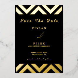 Voorbeeld Classic Golden Line Wave Sla de datum Ka Folie Uitnodiging