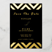 Voorbeeld Classic Golden Line Wave Sla de datum Ka Folie Uitnodiging (Voorkant)