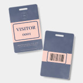 Voorbeeld Droge Navy Blauwe Barcode Bezoekerskaart Badge (Voor- en achterkant)
