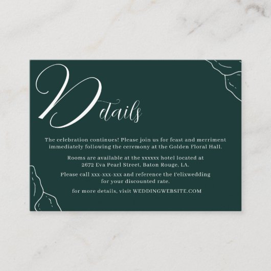 Voorbeeld Emerald Green Line Typografie Detail Informatiekaartje (Voorkant)