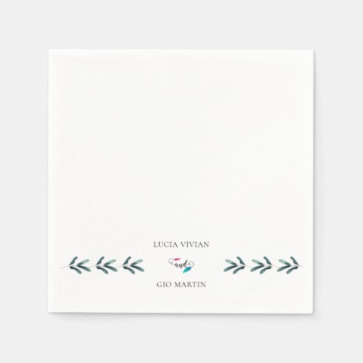Voorbeeld Forest Green Calligraphy Eucaly Wedding Servet (Voorkant)