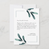 Voorbeeld Groen Eucalyptus foto bruiloft Bedankkaart (Achterkant)