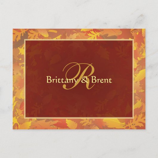 Voorbeeld huwelijksuitnodiging - Autumn Mist Lijst Uitnodiging Briefkaart (Achterkant)