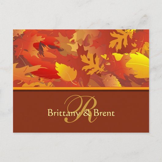 Voorbeeld huwelijksuitnodiging - Fall Leaves Borde Uitnodiging Briefkaart (Achterkant)