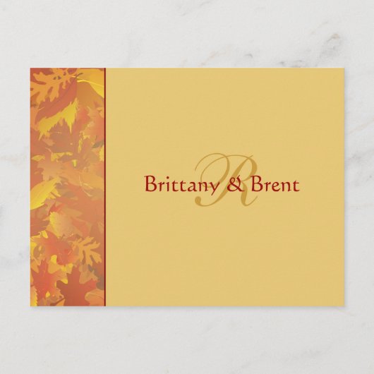 Voorbeeld huwelijksuitnodiging - Herfstbladeren -  Uitnodiging Briefkaart (Achterkant)