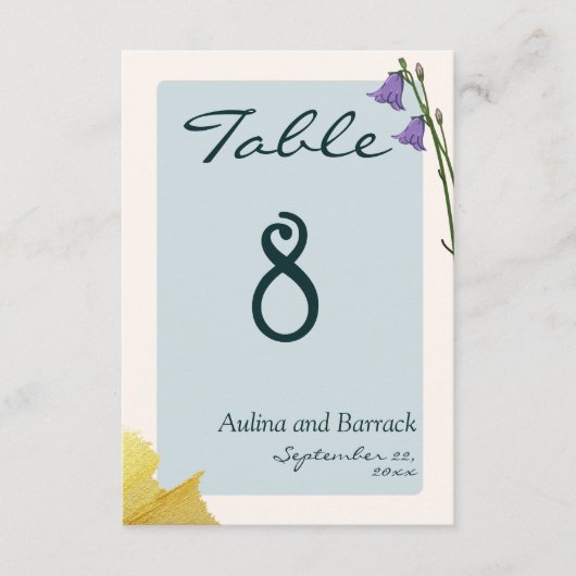 Voorbeeld klassiek gouden groen trouwlijstnummer informatiekaartje (Voorkant)