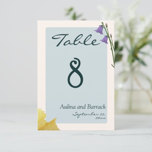 Voorbeeld klassiek gouden groen trouwlijstnummer informatiekaartje (Staand voorkant)