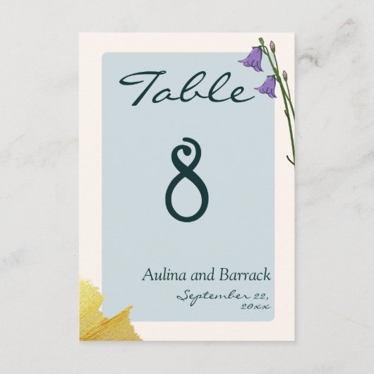 Voorbeeld klassiek gouden groen trouwlijstnummer informatiekaartje (Achterkant)