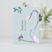 Voorbeeld klassiek paars groen Dank je kaart (Staand voorkant)