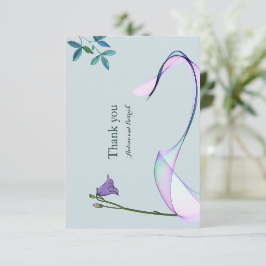 Voorbeeld klassiek paars groen Dank je kaart (Staand voorkant)