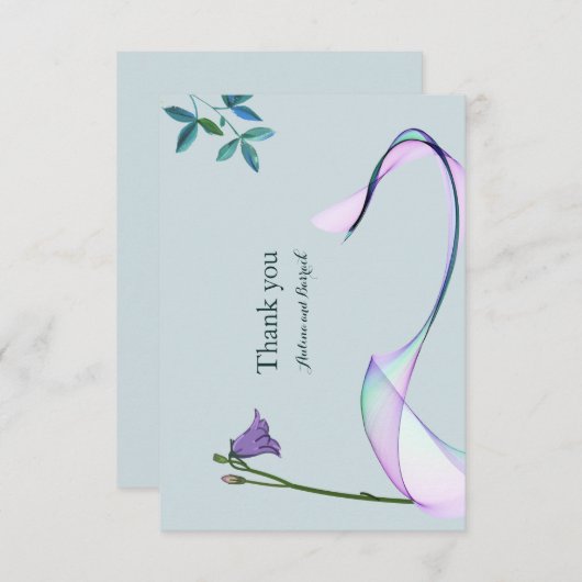 Voorbeeld klassiek paars groen Dank je kaart (Voorkant / Achterkant)