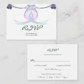 Voorbeeld klassieke paarse bruiloft RSVP Notitiekaartje (Voorkant / Achterkant)