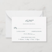 Voorbeeld klassieke paarse bruiloft RSVP Notitiekaartje (Achterkant)