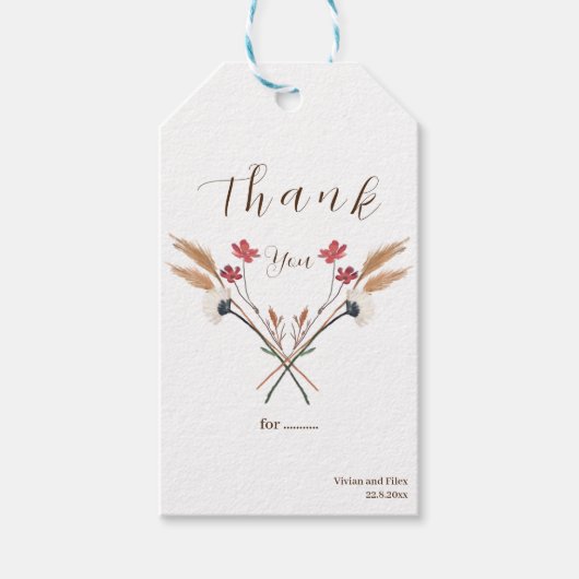 Voorbeeld Kruis Rode Wilde Bloem Dank Je Wel Cadeaulabel (Voorkant)