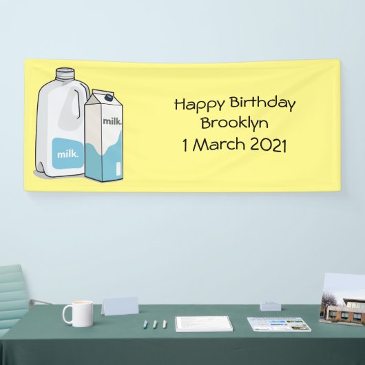 Voorbeeld melkcartoon spandoek (Beurs)